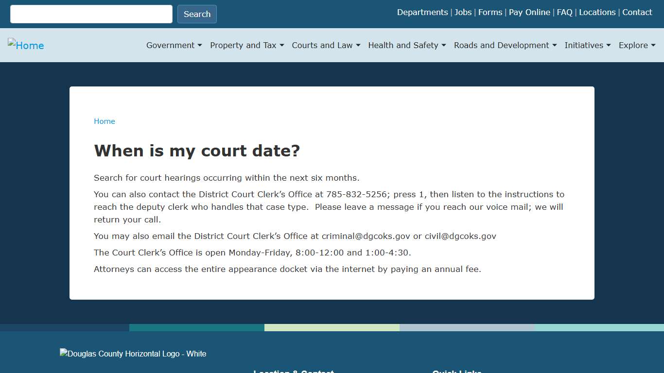 When is my court date? Douglas County KS